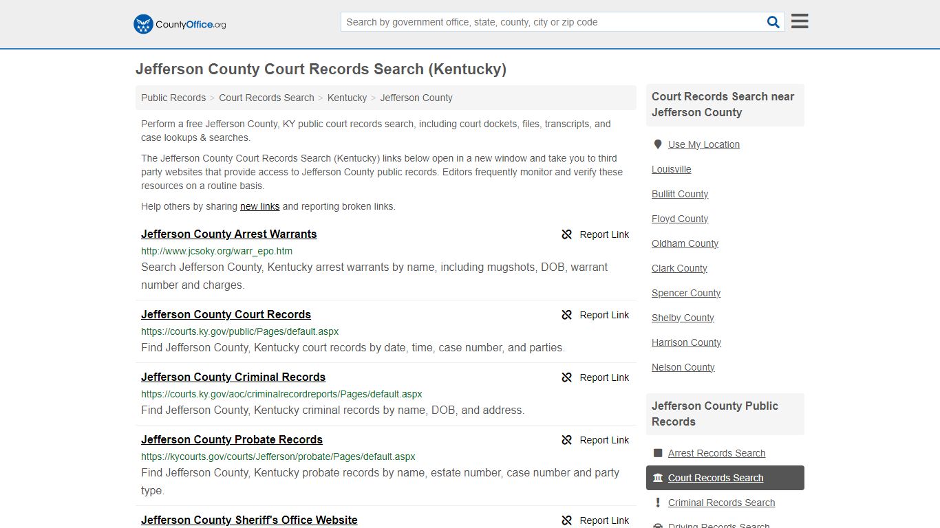 Jefferson County Court Records Search (Kentucky) - County Office